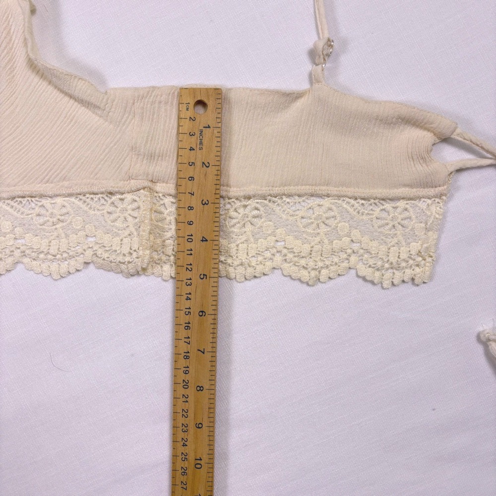 Boho Lace Bralette XL Fairycore Festival Tassel Tie Crop Top Cream Western - Picture 17 of 17